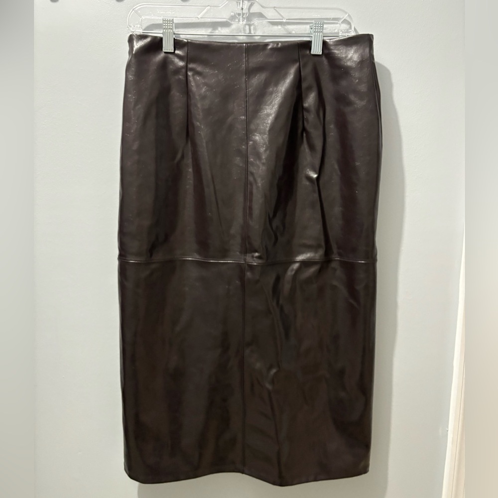 BROWN LEATHER MIDI SKIRT NWT TARGET SIZE 8